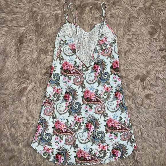 Vintage Victoria Secret Silk/ Polyester /Satin Paisley Lingerie Dress Medium - Picture 4 of 5